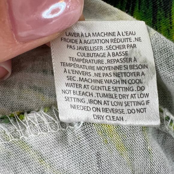 Osheaga White Green Top FESTIVAL Tropical Leaf Graphic Crew Neck Classic Size XS - Picture 10 of 10